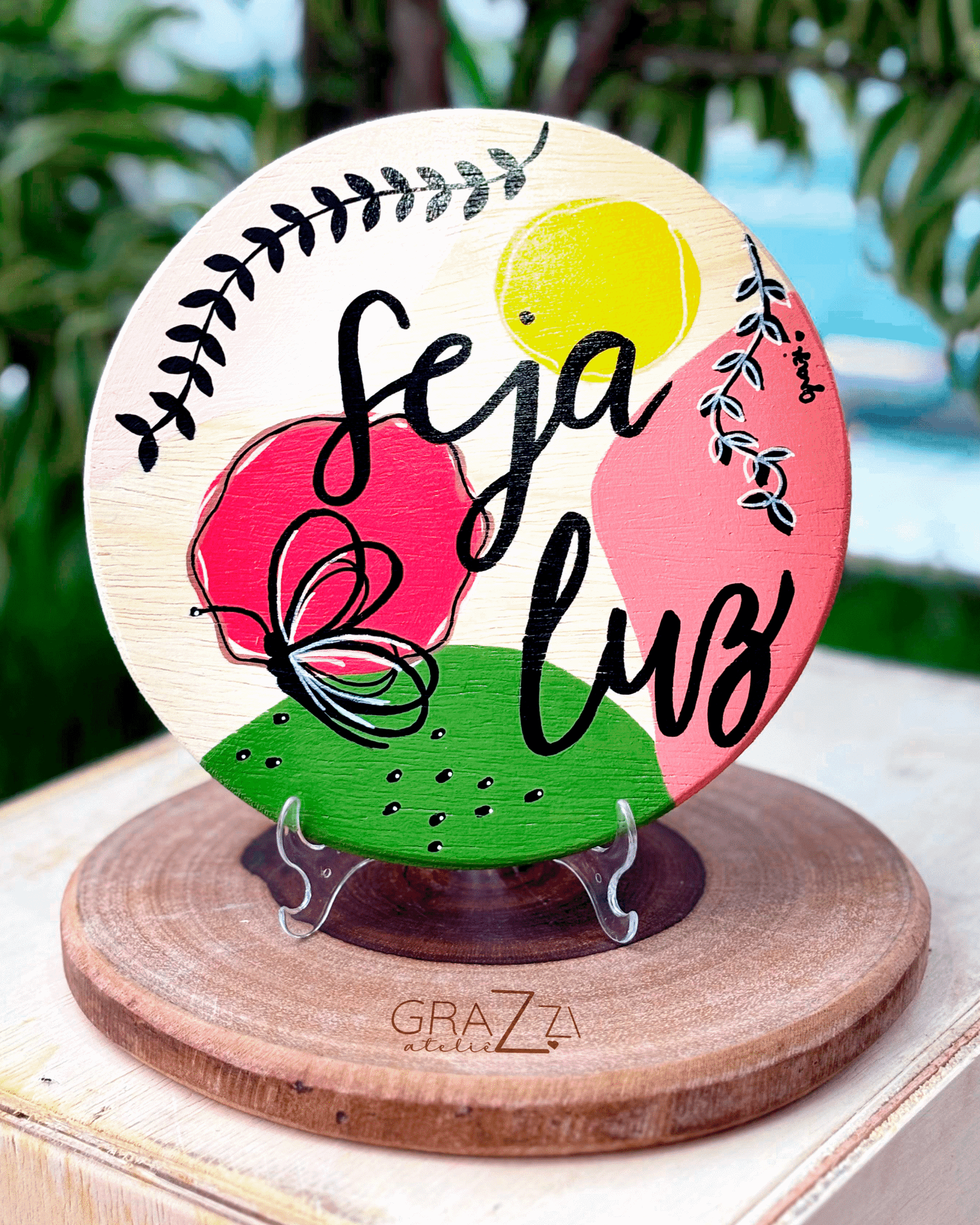 Placa Pinus Solare "Seja luz"